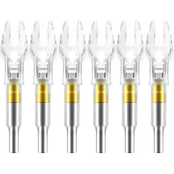 6 Pack X Lighted Nocks for Arrows with .204 .233