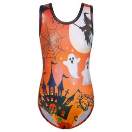 BAOHULU Gymnastics Leotards for Girls Shiny Jewels Kids Athletic Apperal Dance Outfit B372_OrangeBlack_5A