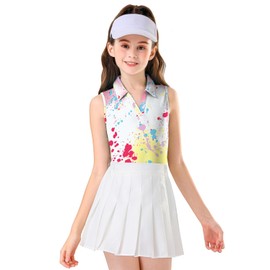 Girls Golf Apparel Moisture Wicking Sleeveless Tennis Polo Top Girls Polo Shirts 8-10 Years