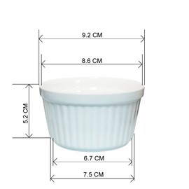 Yuauy 8 oz 4 pcs Light Blue Porcelain Souffle Dishes Ramekins Dipping Sauces Baking and Cooking Bakeware Baking Cups Bowls for Pudding Desserts Creme