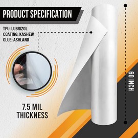 United - Clear PPF Paint Protection Film TPU Polyurethane, Self Healing UV Protection Scratch & Stain Resistant Automotive Vinyl Wrap 7.5mil Thickness 60" Good for Bumper 60 Inch x 36 Inch Matte