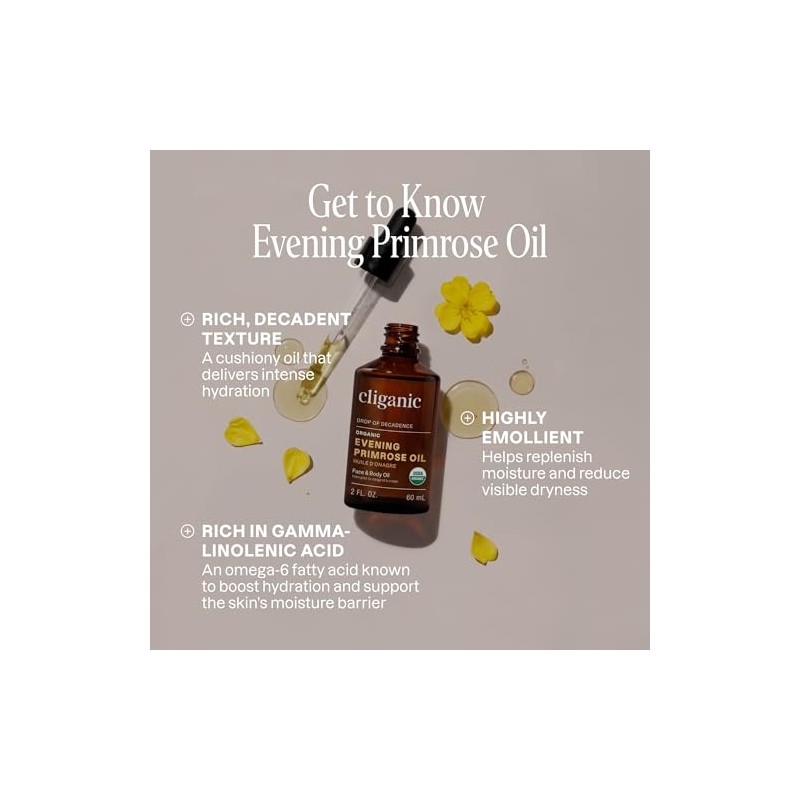 Cliganic Organic Evening Primrose Oil, 100 Pure (1oz) - For