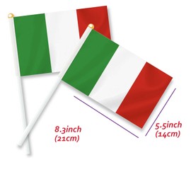 25 PCS Italy Handheld Small Flag,Italian Italiano Hand held Mini Decor Decoration Banner