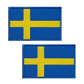 JBSJBS Sweden Flag Embroidered Patches Swedish Flags Patch Sweden Military Tactical Patch Team Logo Decorations(2Pack)
