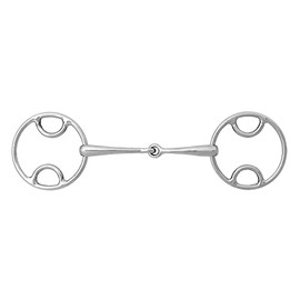 Korsteel Stainless Steel Jointed Beval Loose Ring Snaffle Bit, 5.5"
