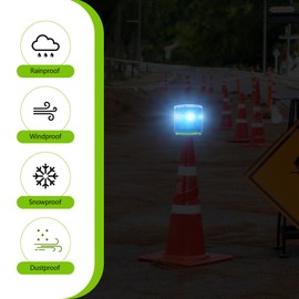 Kittmip 2 Pcs Solar Strobe Warning Traffic Light 360 Degree Single Column IP65 Waterproof Emergency Strobe Flashing Barricade Safety Road Construction Traffic Light(Blue,Stand)