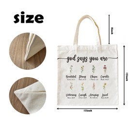 Zeghk Christian Canvas Tote Bags for Women, God Says You are Christian Gifts for Women Faith, Bible Verse Gifts, Boho Floral Tote Bags for Women, Reusable Grocery Bags Shopping Bags
