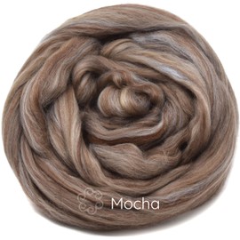 Winner's Circle Superfine Merino Fiber for Spinning & Felting. Super Soft Combed top roving in Stunning Color Blends, Mocha