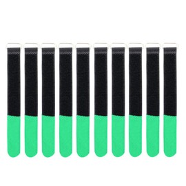 Infitronic INPKB5050GRN - 10 x Velcro Cable Ties with Metal Eyelet Velcro / Fleece on Different Sides (50 x 500 mm Green)