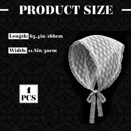 White Lace Head Scarf, Floral Apron Triangle White Head Scarf for Women