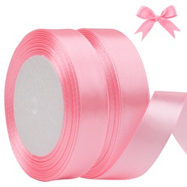 KEYIDO® Pink Ribbon, 20mm x 44M(50 Yards) Wide Ribbon, Thick Pink Satin Ribbons for Gift Wrapping, Hair Bow, Florist, Crafts, Sewing, Car, Wedding, Christmas Decoration (25 Yards/Roll)