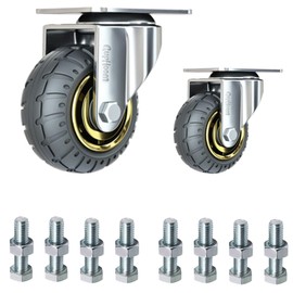 GupHoom Heavy Duty Swivel Industrial Plate 3Inch Rubber Casters，No Noise Wheels Set of 2 for Cart Furniture (WH-3IN-1A)