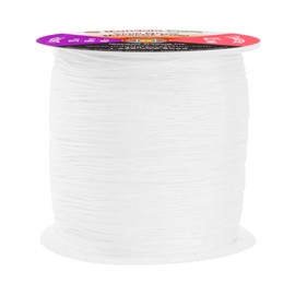 Mandala Crafts Nylon Satin Cord - 0.5mm Nylon Cord for Jewelry Making - 0.5mm Cord Nylon String for Bracelets Making - 164 Yds White Strings Rattail Chinese Knotting Cord