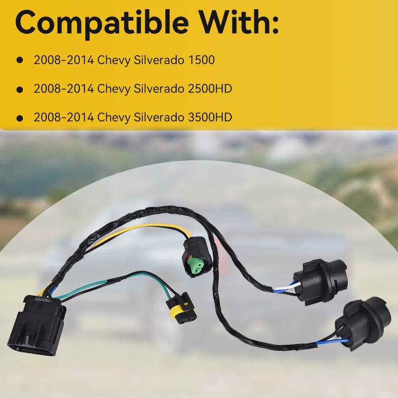 Headlight Wiring Harness Assembly Headlamp Socket Compatible with 2008-2014 Chevy