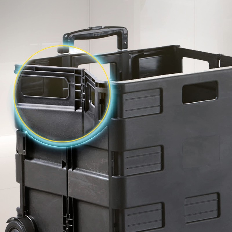 Inspired Living Ultra-Slim Rolling Collapsible Storage Pack-N-Roll Utility-carts, with Telescopic