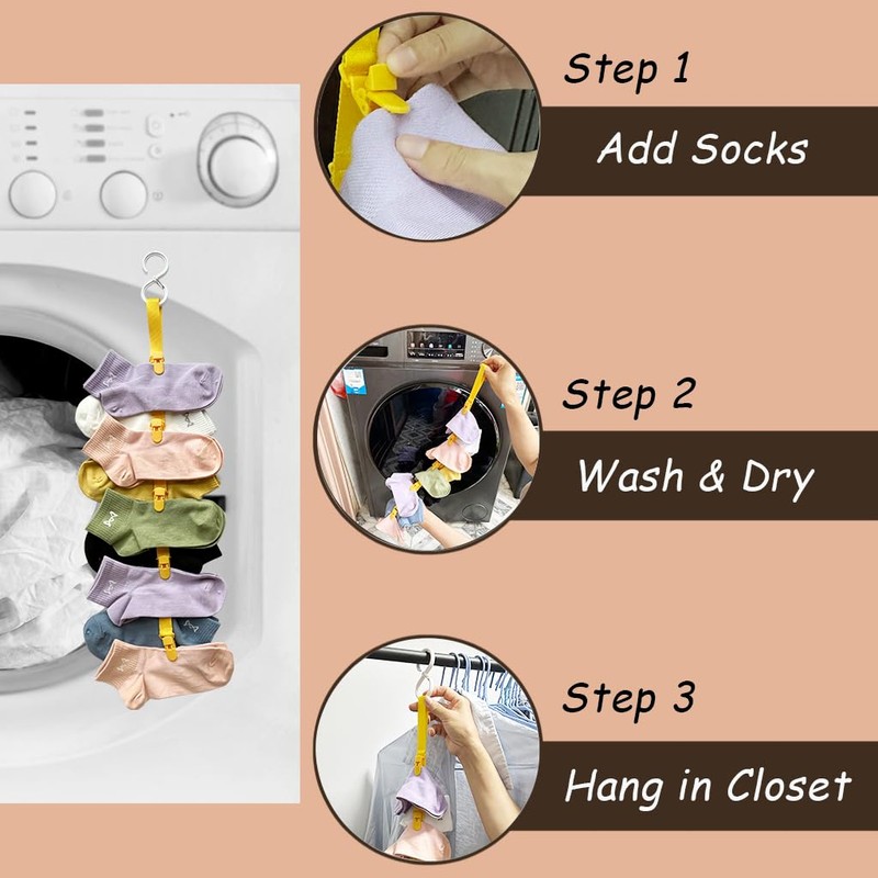 Josuyofo 2 PCS Sock Laundry Clip for Washing Drying &