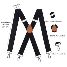 HNYIODA Mens Suspenders with 4 Swivel Hooks Adjustable Heavy Duty Braces