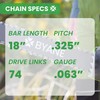 BYANE Carbide Chainsaw Chain 18 Inch, .325 Pitch, 063" Gauge,