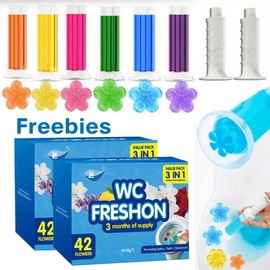 6 Pack Toilet Gel Stamp, 72 Stamps 6 Kinds Of Scent Toilet Bowl Cleaner Gel, Long-Lasting Flowers Shaped Bathroom Freshener, Keeps Toilet Fresh Fragrant and Clean Household Scented