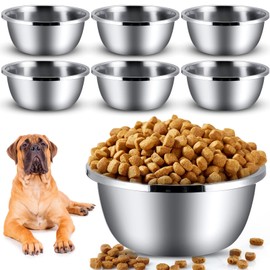 Ziliny 6 Pack 24 Cup/176 oz Extra Large Dog Bowls Bulk Stainless Steel Dog Water Bowls Heavy Duty Metal Dog Bowl Large Capacity Metal Pet Food Bowls Easy to Clean for Large and Extra Large Dogs