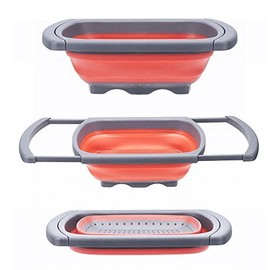 Kitchen basket Collapsible Colander,6-quart Capacity,Fruit bowl,Colander collapsible, Colander Strainer Over The Sink Vegtable/Fruit Colanders Strainers With Extendable Handles, Folding Strainer