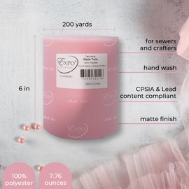 Expo International Expo International Value Pack of Decorative Matte Rolls/Spools of 6" Tulle, 6 Inch x 200 Yards (Pack of 6), Purple