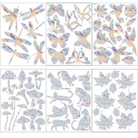 6 Sheet Window Decals for Bird Strikes, BetterJonny PVC anti-collision window stickers Sunshine catcher colorful window stickers Rainbow Reflection Window Sticker Electrostatic glass sticker