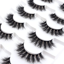 Wleec Beauty 7 Pairs Fluffy Eyelashes 18mm 3D Faux Mink Lashes Handmade Thick Dramatic False Eyelash FM30