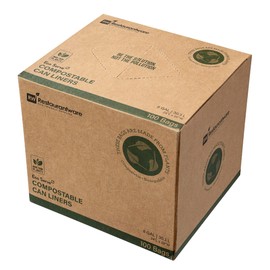RW Eco 8 Gallon Biodegradable Garbage Bags, 100 Compostable Trash Bags - Star Seal Bottom, Won't Tear Or Leak, Green Plastic Trash Can Liners, Strong, For Office And Homes - Restaurantware