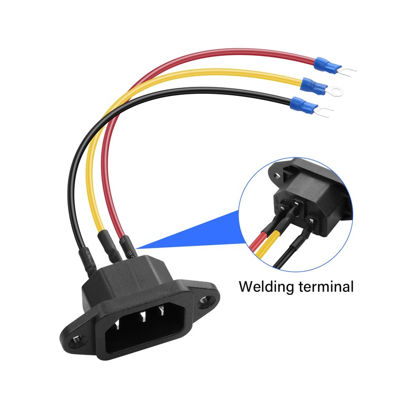 PNGKNYOCN IEC C14 Panel Mount Plug Adapter,10A 250V 3 Pin