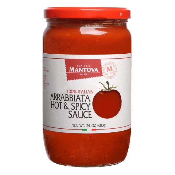 Mantova Arrabbiata Pasta Sauce | Tomato Sauce Made with Fresh & All-Natural Ingredients | Non GMO, Vegan, Gluten Free, Low Carb Pasta Sauce, 24 Fl Oz (Pack of 2) (24 oz, 1)