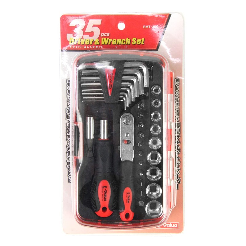 E-Value EMT-35C Tool Set, Screwdriver & Wrench Set, 35 Pieces