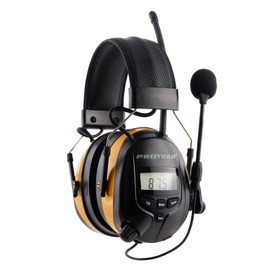 Bluetooth Radio Headphone with Gel Ear Pads,Ear Hearing Protection Earmuffs with Boom Microphones,Power by Rechargeable Battery,Digital AM/FM Radio Headphones for Mowing Lawn Work Outdoor (Yellow)