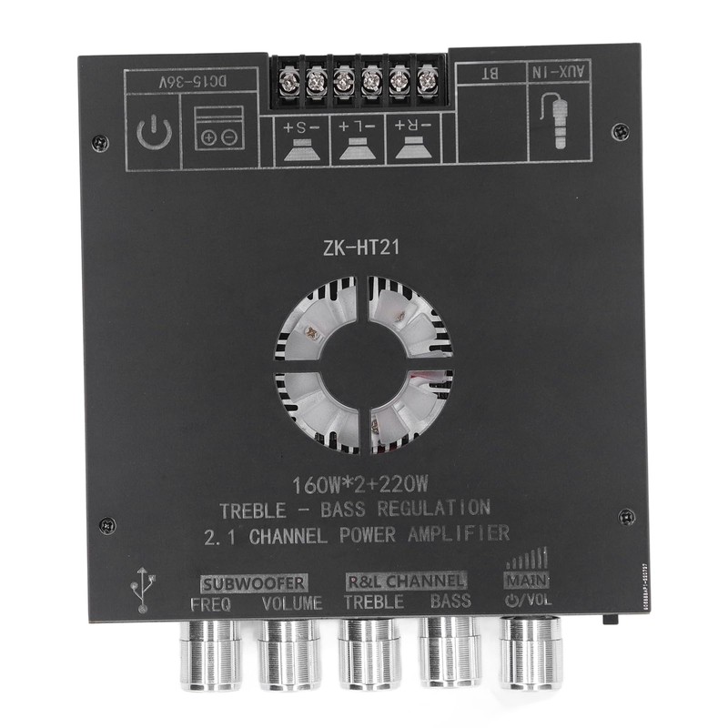 Haofy Amplificador de Potencia ZK HT21, 2.1 Canales, 160W, Conectividad