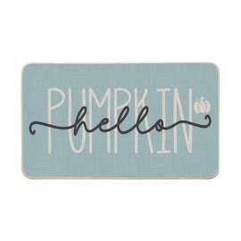 Artoid Mode Blue Hello Pumpkin Fall Doormat, Home Decor Low-Profile Switch Rug Door Mat Floor Mat for Indoor Outdoor 17x29 Inch