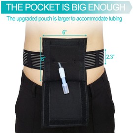 Breathable Feeding Tube Belt Pouch G Tube Holder with Sponge Pad for Gastrostomy J Peg Peritoneal Dialysis PD Catheter Tubing Line Accessories Women Men Black Small