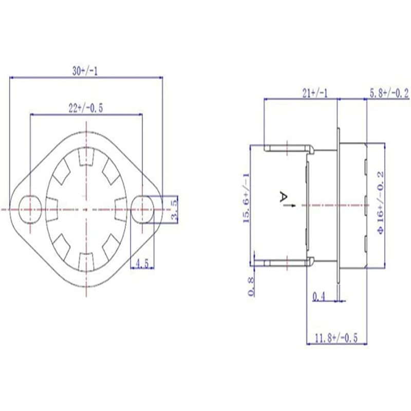 KSD302 250VAC 16A Thermostat 115℃/239℉, Thermal Switch Normally Closed, Temperature