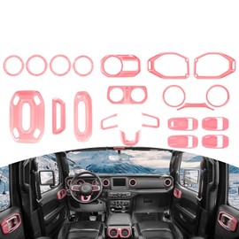 Jeliker for Wrangler JL Interior Trim Kit Pink Dashboard for Jeep Wrangler JL JLU Gladiator JT 2018-2023 Pink Interior Accessories 21pcs