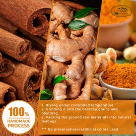 Veyorra Turmeric Cinnamon Tea Bags - Ceylon Cinnamon & Ginger Blend, Herbal Tea. No Sugar, No Caffeine, No Gluten, Vegan(110Bags)