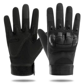 Tactical Gloves with Knuckle Protection, Breathable and Anti-Slip, Black (Medium)