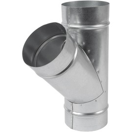 HVAC OV 45° Degree Ø4 x 4 x 4 Inch Wye-Shape Duct Splitter - Metal 3 Way Fitting Pipe Adapter - Galvanized Steel - Spiral Duct Hose Dryer Connector - for Home or Industrial HVAC Exhaust, Intake