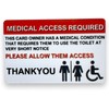 Medical Access Required ID Card for Urgent Toilet Use, Red