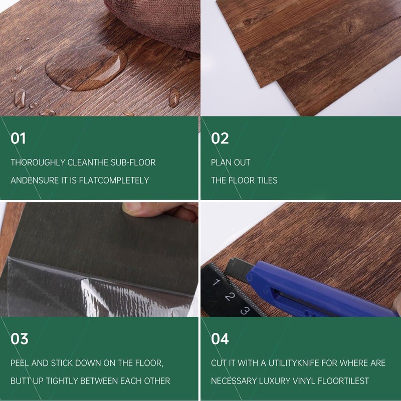 VallisCo Peel and Stick Vinyl Flooring 36 Pack 54 Sq.Ft,