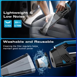 Blestan Car Vacuum - Portable Vacuum Cleaner with 16.4ft Cord, Bag, LED Light & Attachments - DC 12V High Power Small Vacuum, Car Accessories