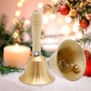Vkinman 2Pcs Solid Brass Hand Call Bells with Wooden Handle