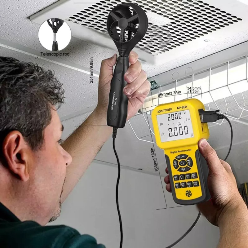 Pro HVAC 풍속계 휴대용 CFM 미터 USB 데이터를 PC Max/Avg/Min으로