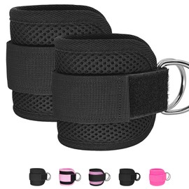 Anemeeoke Ankle Straps for Cable Machine 1Pair, Kickbacks Glute Workouts, Lower Body Exercises, Adjustable Leg Straps with Neoprene Padding Men Women(Black)