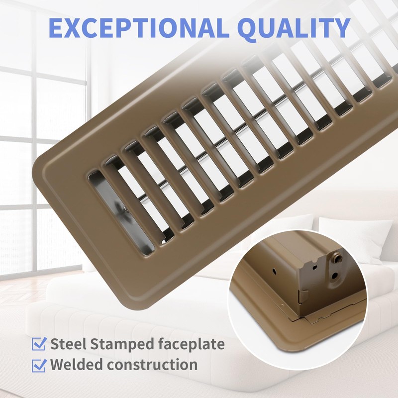 2" x 10" Floor Register - Heavy Duty Steel Walkable