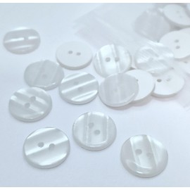 MajorCrafts® 50pcs 15mm White Pearlescent 2 Holes Round Resin Sewing Buttons
