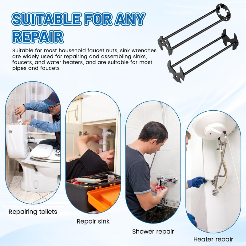 Huakaile 2 Pieces Multifunctional Sink Wrench Faucet Tool, Faucet Wrench
